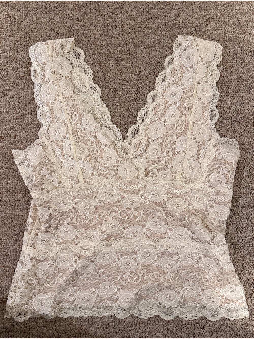 George Cream Lace V-Neck Bralette Tank